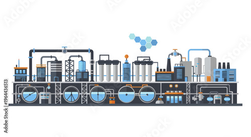 Industrial Water Treatment Plant Equipment and Process Flow.