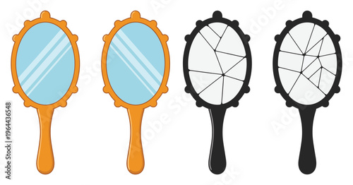 Hand mirror cartoon. vector illustration