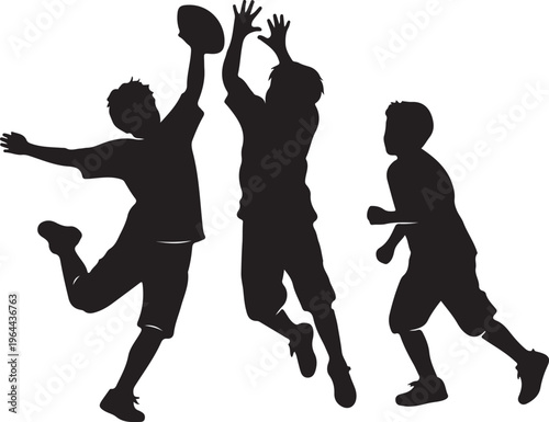 Black silhouette basketball players, jumping, running, sports icons, athletic actions