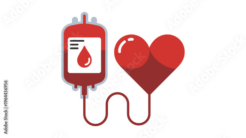 Blood bag connected to a human heart icon