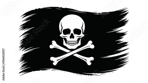 Pirate flag with skull and crossbones icon
