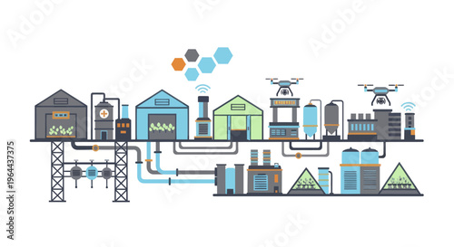 Modern industrial complex with advanced technology and automation systems.