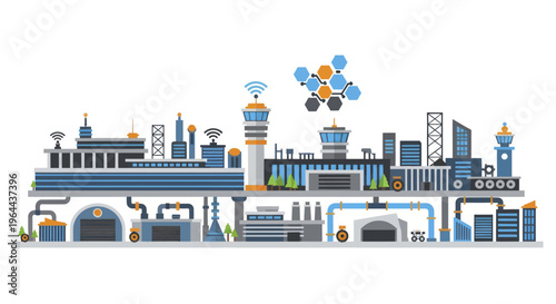 Modern industrial complex with advanced technology and automation.