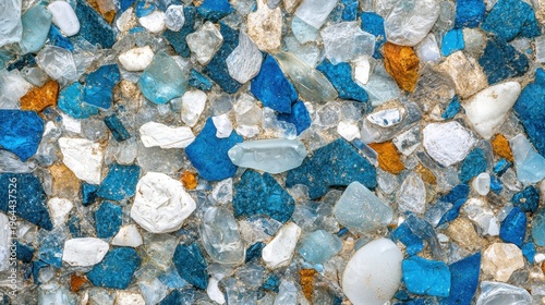 Textured Abstract Background of Crushed Recycled Glass Fragments in Mixed Colors