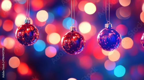 Vibrant Christmas Ornaments Adorned With Festive Lights Create A Magical Holiday Atmosphere