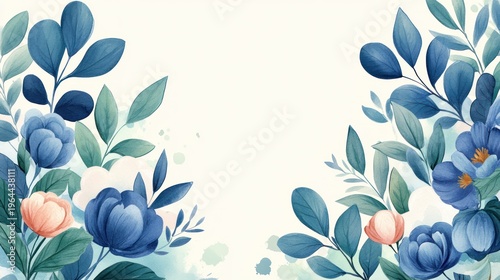 Colorful flowers and lush leaves form a beautiful border bringing nature's charm alive