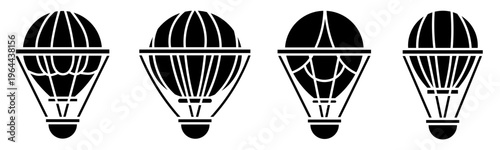 Air ballon icon set. Vector symbol. Illustration of air ballon. Hot air ballon. Vector illustration. Stock vector.