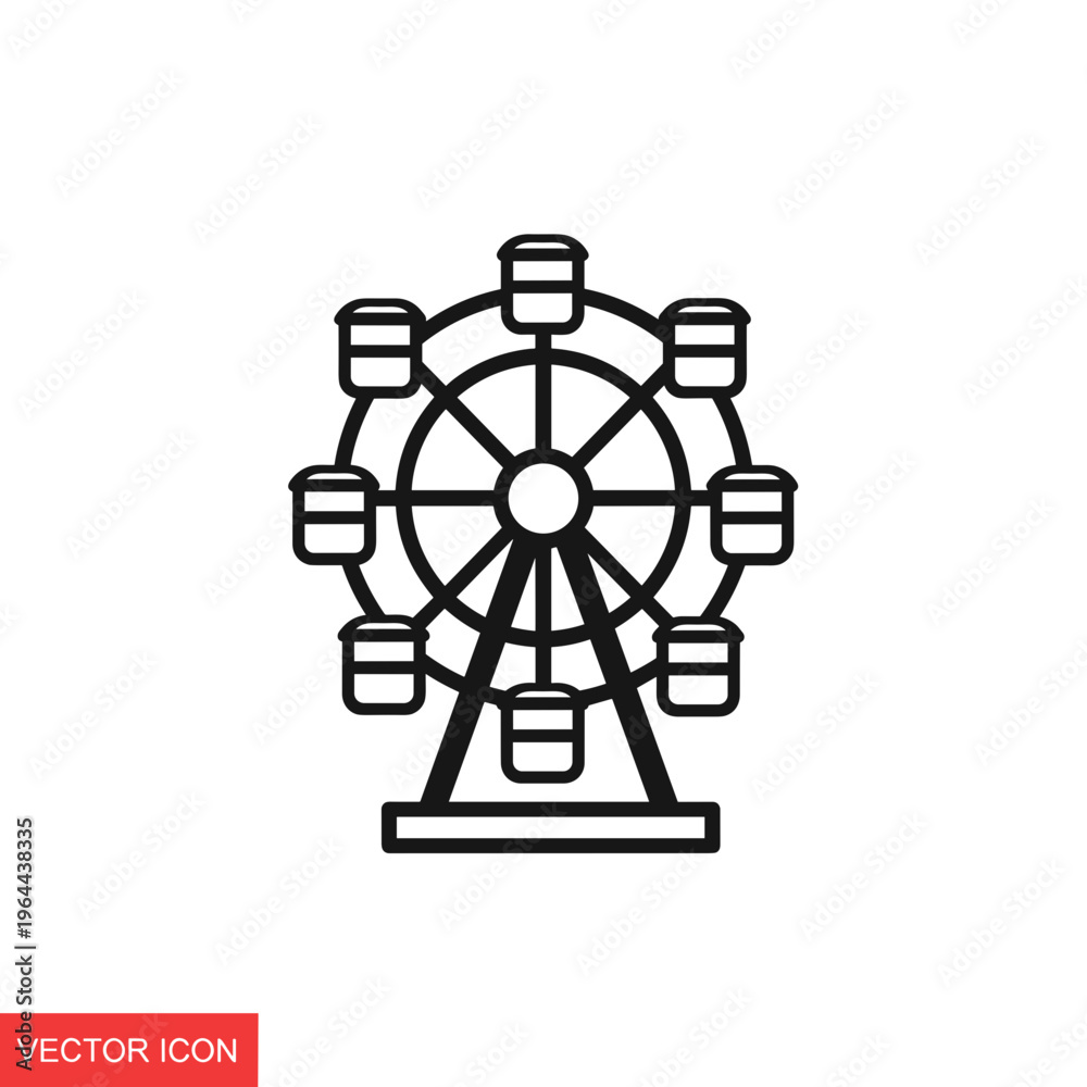 Obraz premium Simple Ferris Wheel Line Icon Symbol
