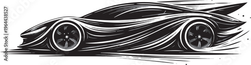 Futuristic Supercar Formed by Flowing Spiral Lines Representing Speed, Motion and Aerodynamic Performance Concept