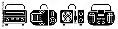 Radio icon set. Vector symbol. Illustration of radio. Radio retro. Vector illustration. Stock vector.