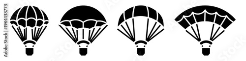 Parachute icon set. Vector symbol. Illustration of parachute. Parachuter. Vector illustration. Stock vector.