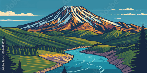 Mount Fuji in winter and autumn with snowy peak, lake, clouds and scenic mountain landscape