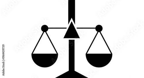 Stylized Justice Scale with Triangle Base Representing Law and Balance, Isolated White Background