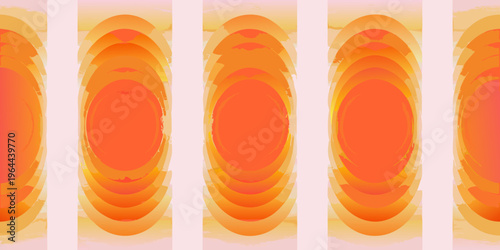 Abstract repeating pattern of rounded shapes in warm orange hues