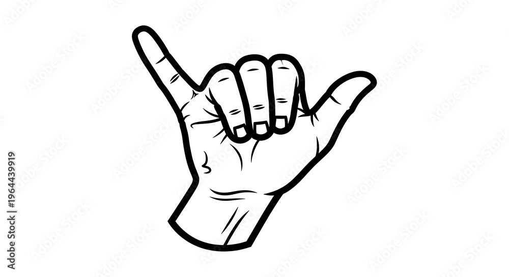 Fototapeta premium Hand gesture showing the shaka sign, a symbol of aloha.