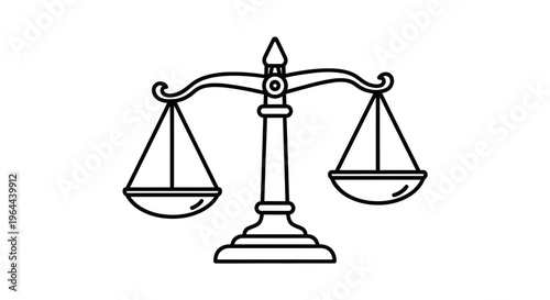 Classic Justice Scale Representing Law and Balance, Isolated White Background