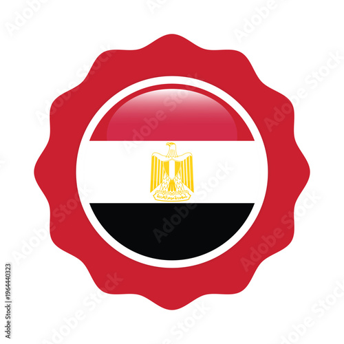 Egypt flag circular badge isolated on white background concept