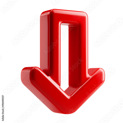 A shiny red arrow points downwards.