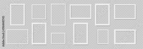 Realistic blank square and rectangular frame set. Vector isolated borders in different orientation. Empty photo placeholders for branding presentation, gallery decoration and scrapbook composition