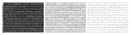 Brick texture collection with stone wall sketches. Vector old masonry elements and grunge architectural blocks. Exterior brickwork patterns for building facades, house walls and cladding surfaces