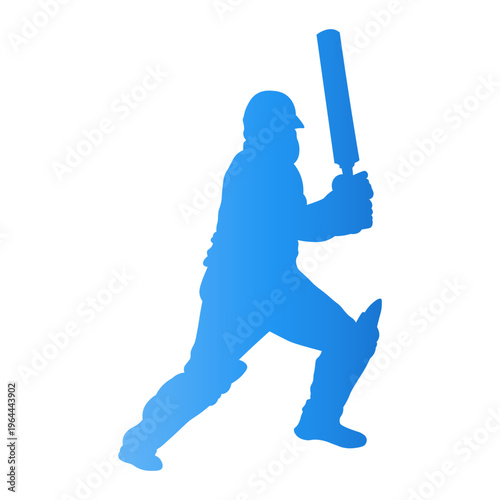 Cricket Player Silhouette with Gradient Color.