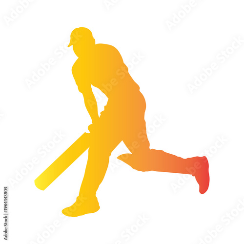 Cricket Player Silhouette with Gradient Color.