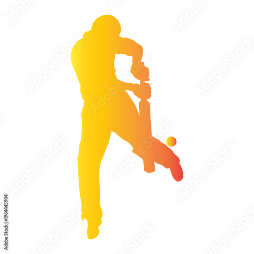 Cricket Player Silhouette with Gradient Color.