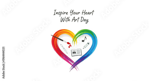 Colorful Heart with Art Supplies Inside.