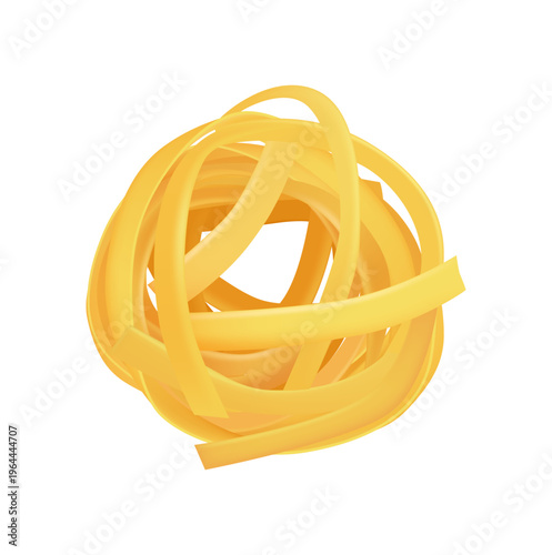 Pasta nest, realistic tagliatelle or fettuccine. Vector Italian food and nutrition. Premium product to prepare meal. Packaging design and restaurant branding, recipe infographics advertisements