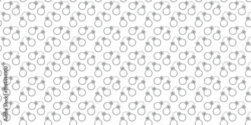 Silver handcuffs seamless pattern for police and law enforcement branding. Security pattern