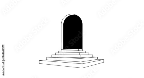 Mysterious Archway with Steps Leading to a Dark Void.