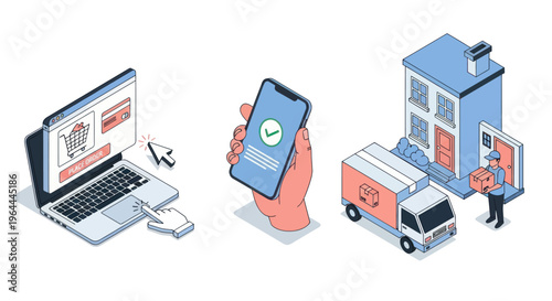 Online Shopping Process From Purchase to Delivery.