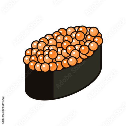 Ikura Gunkan Maki Sushi Illustration, traditional asian food, japanese cuisine. Sushi with salmon roe