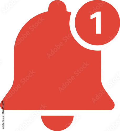 A notification icon featuring a red bell with a white number one appears on screen.