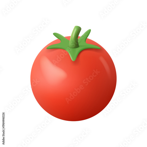 Farm grown product, isolated 3d tomato icon. Vector ripe fruit, isolated organic meal for healthy dieting and nutrition. Agriculture veggies and gardening. Fresh and tasty ingredients for cooking