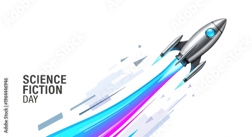 Rocket Ship Blasting Into Space.