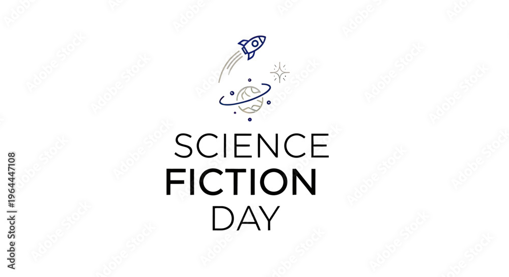 Obraz premium Science fiction day logo graphic design.