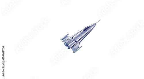 Silver Fighter Jet Aircraft Flying High.