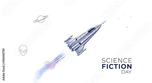 Silver Space Shuttle in Flight.