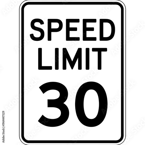 Speed limit thirty miles per hour road sign  graphic  illustration