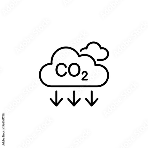 Carbon dioxide pollution rain cloud with arrows  environmental concept
