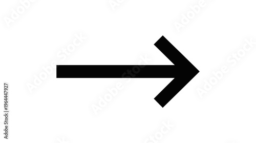 Bold Right Arrow Icon, Simple Navigation and Direction Symbol, Isolated White Background.