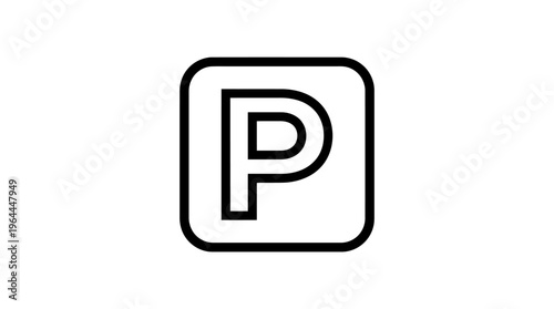 Parking Sign Icon in a Rounded Square, Vehicle Parking Availability Symbol, Isolated White Background.