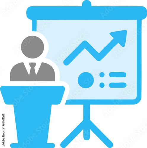 Businessman presenting graph on screen at conference