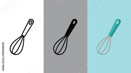 Whisk isolated on white, gray, and blue backgrounds
