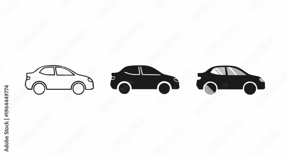 Fototapeta premium Simple Car Icons Set