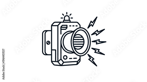 Emission or Radiation Device Icon, Scanner with Waves, isolated white background.