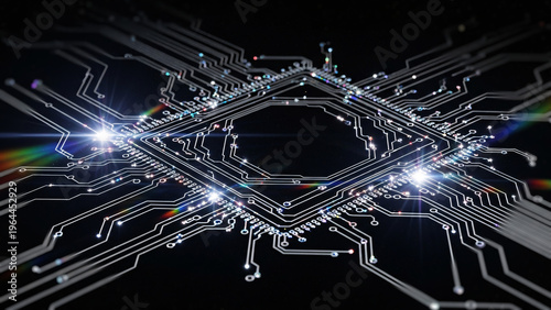 最先端のAIテクノロジーと電子回路のサイバー背景