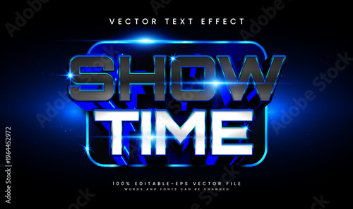 Modern show time editable vector text effect with glowing light concept. Suitable for night event.