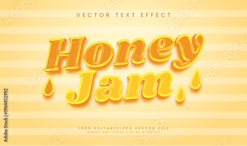 Honey jam editable vector text effect with sweet yellow cream concept
